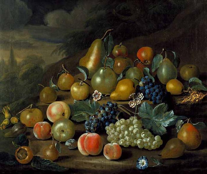 Charles Collins A Still Life of Pears, Peaches and Grapes France oil painting art